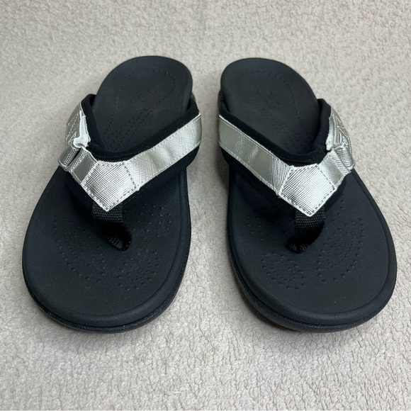 V-Step Adjustable Flip Flops Sandals-Black & Silver-Women’s 6.5 & 8.5-Casual-NEW - Picture 4 of 12